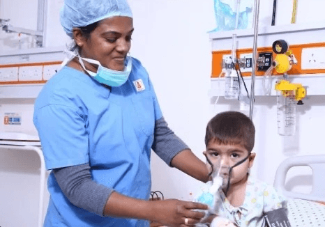 Image: The doctor is attending to the child.